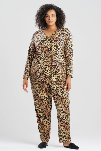 Exotic Animal Cozy Knit V-Neck PJ Natural Natori