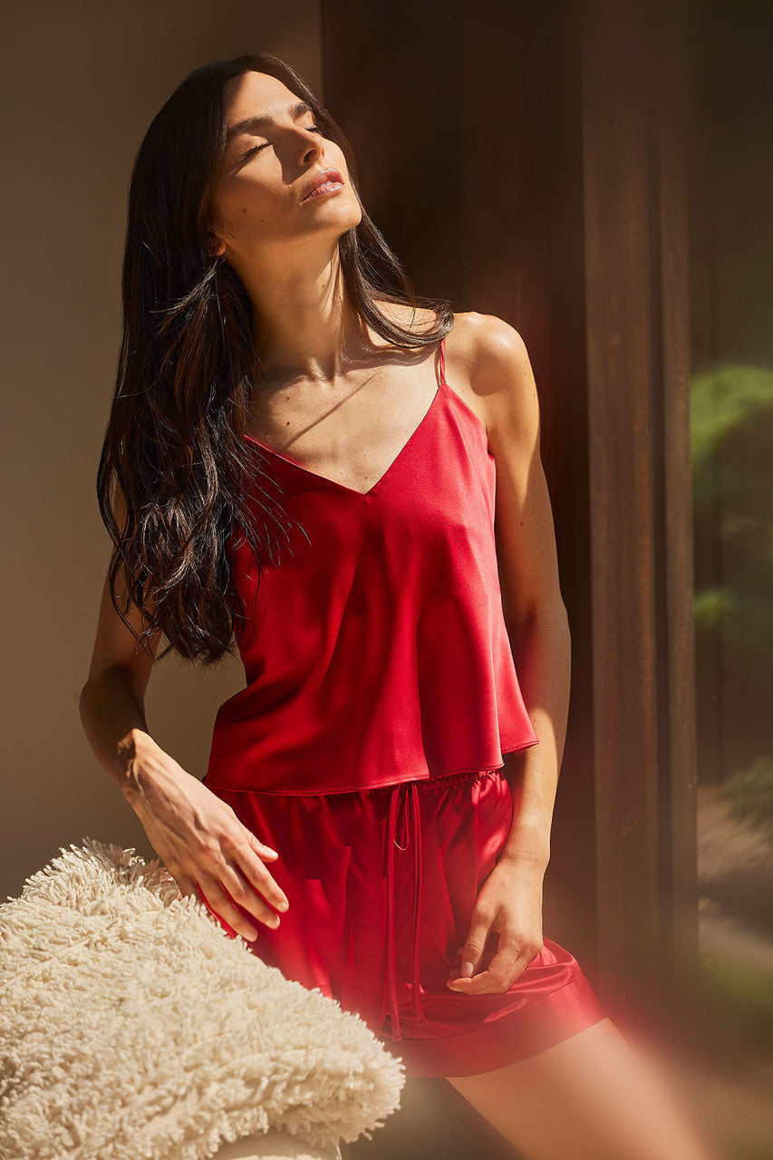 Buy Glamour Cami Shorts PJ in Brocade Red Online Brocade Red Natori