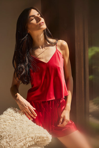 Buy Glamour Cami Shorts PJ in Brocade Red Online Brocade Red Natori