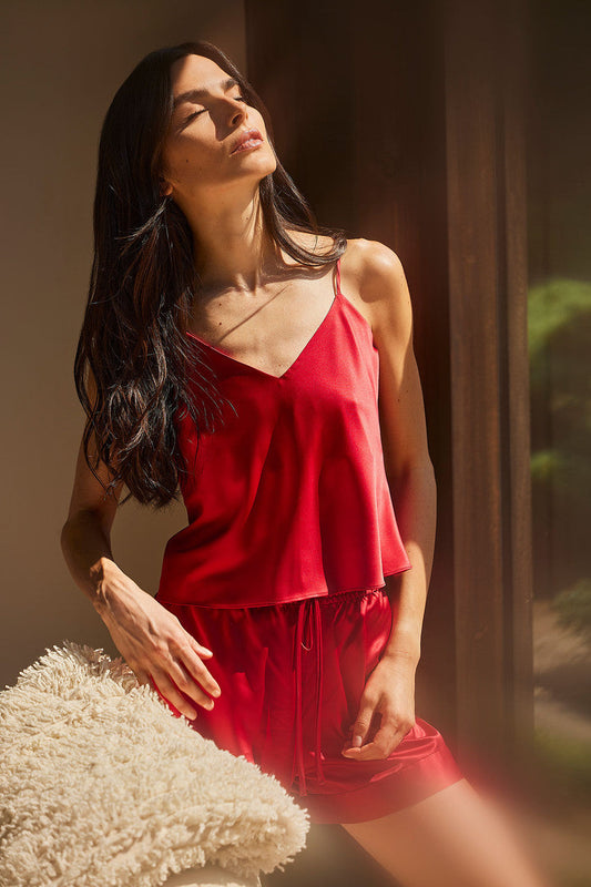 Buy Glamour Cami Shorts PJ in Brocade Red Online Brocade Red Natori