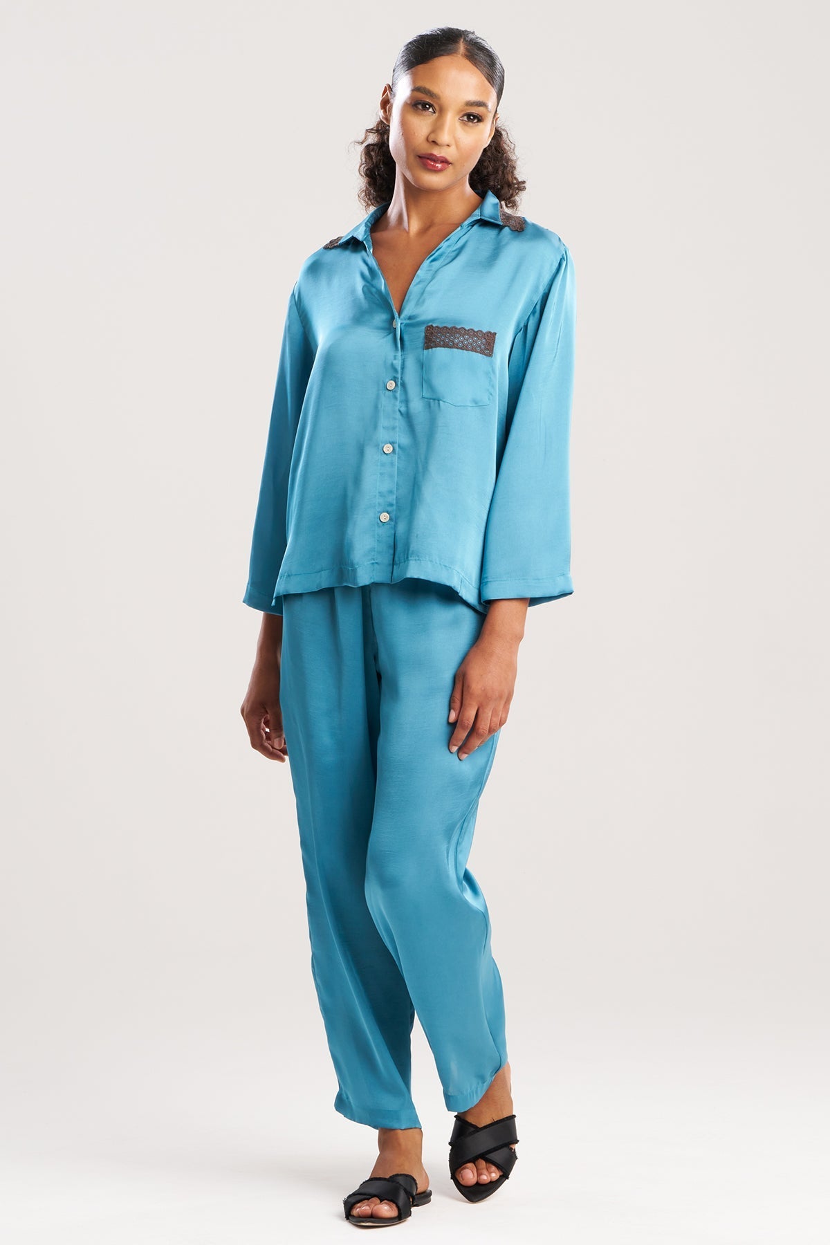 Ashley Icon Notch Lace PJ Blue Shadow Natori