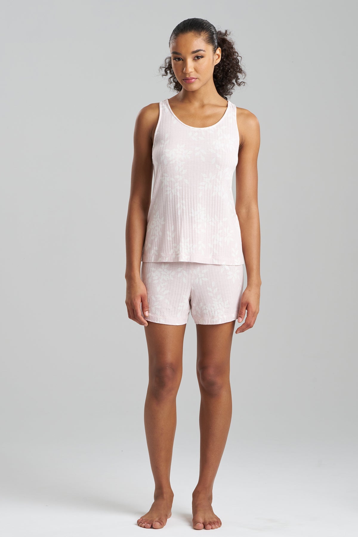 Aria Printed Rib Ease Shorts PJ Shell Pink Natori
