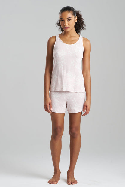 Aria Printed Rib Ease Shorts PJ Shell Pink Natori