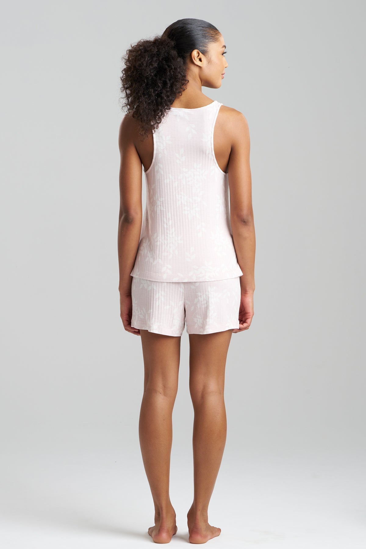 Aria Printed Rib Ease Shorts PJ Shell Pink Natori