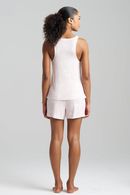 Aria Printed Rib Ease Shorts PJ Shell Pink Natori