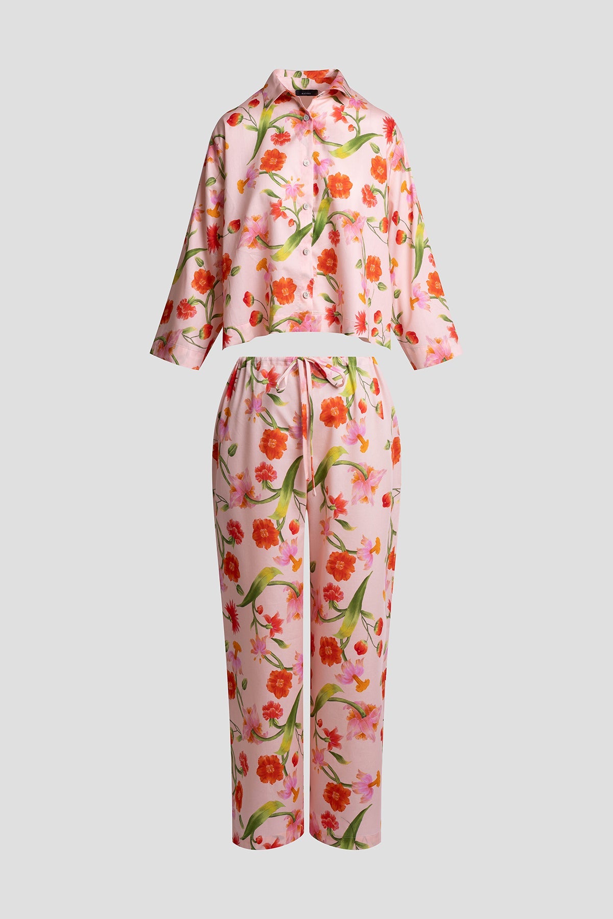 Solene Cotton Sateen Notch PJ Set Pink Multi Natori