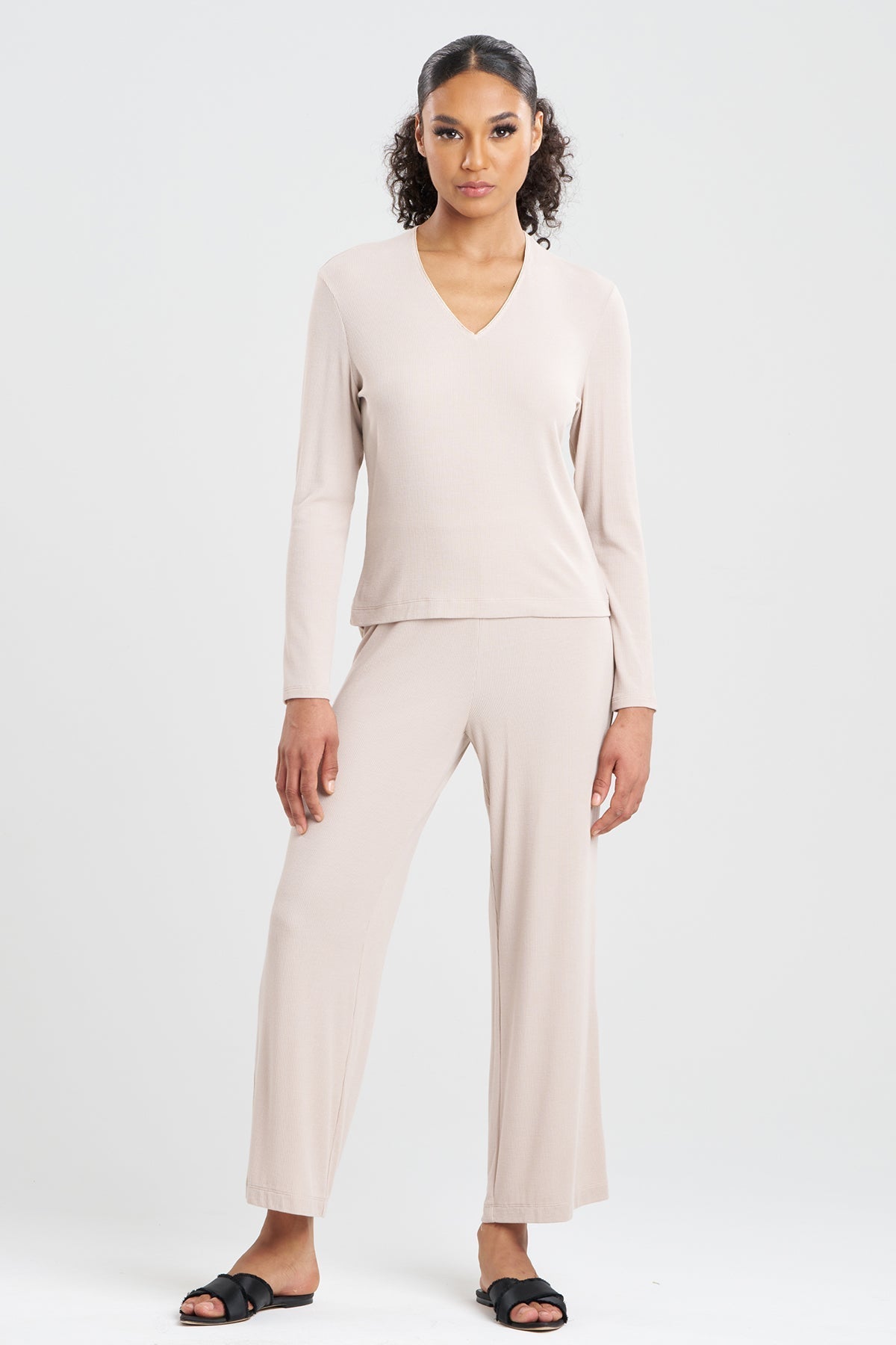 Rib Essentials V-Neck Long Sleeve PJ Cashmere Natori