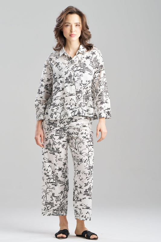 Toile Cotton Sateen Notch PJ Set Warm White Natori