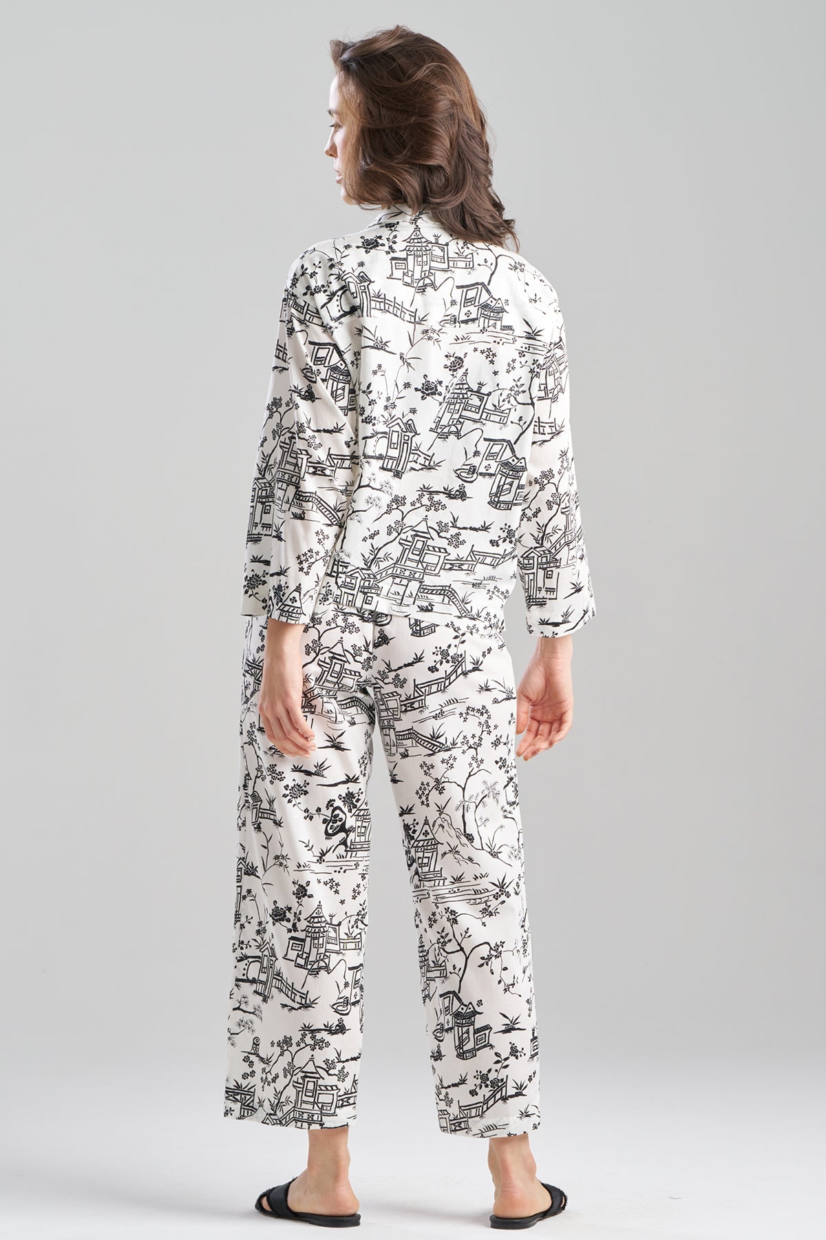 Toile Cotton Sateen Notch PJ Set Warm White Natori