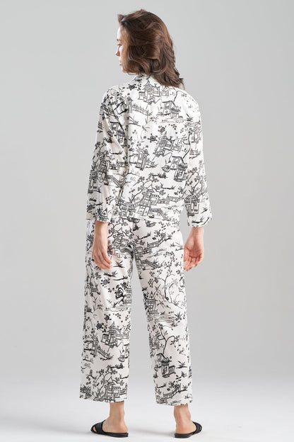 Toile Cotton Sateen Notch PJ Set Warm White Natori
