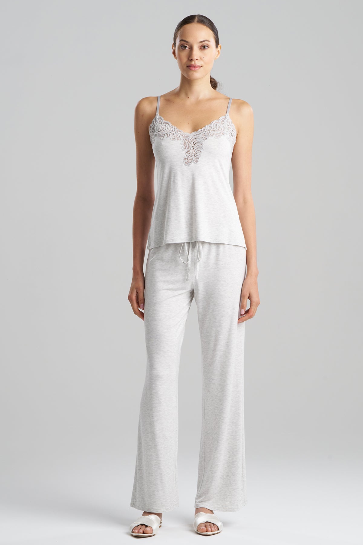 Buy Feathers Essentials Lenzing™ Ecovero™ Viscose Lace Cami PJ in Light Heather Grey Online Light Heather Grey Natori