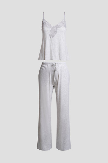 Buy Feathers Essentials Lenzing™ Ecovero™ Viscose Lace Cami PJ in Light Heather Grey Online Light Heather Grey Natori