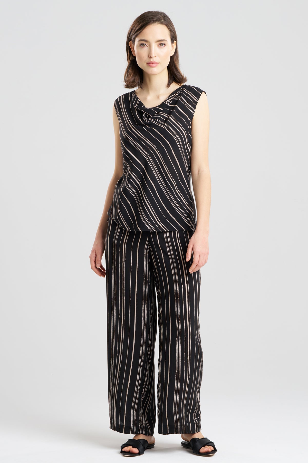 Tate Silk Modal Cowl Top PJ Black Natori