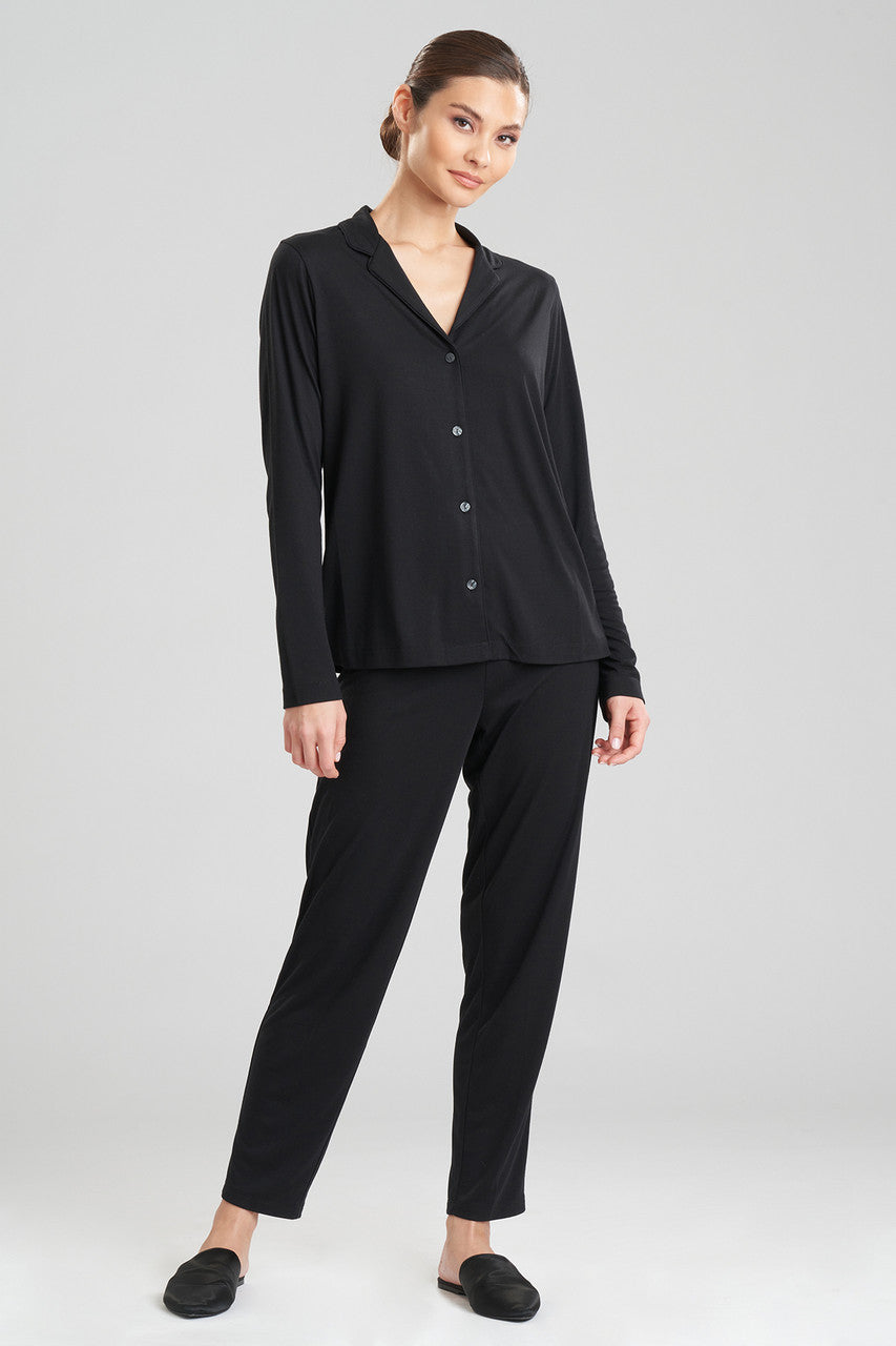Buy Shangri-La TENCEL™ Long Sleeve Notch PJ in Black Online Black Natori