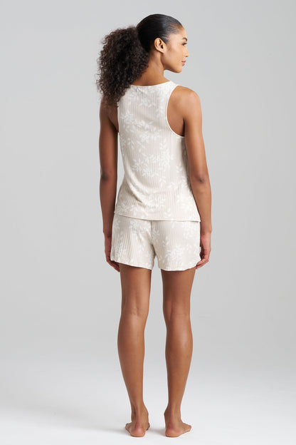 Aria Printed Rib Ease Shorts PJ Ecru Natori