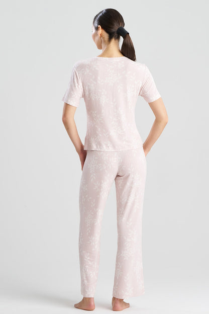 Aria Printed Rib Ease PJ Shell Pink Natori