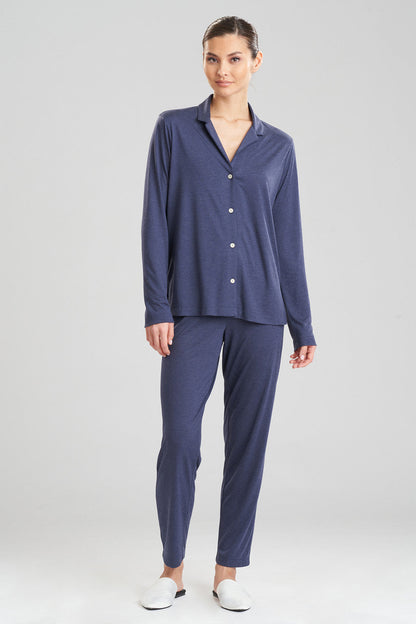 Buy Shangri-La TENCEL™ Long Sleeve Notch PJ in Heather Night Blue Online Heather Night Blue Natori