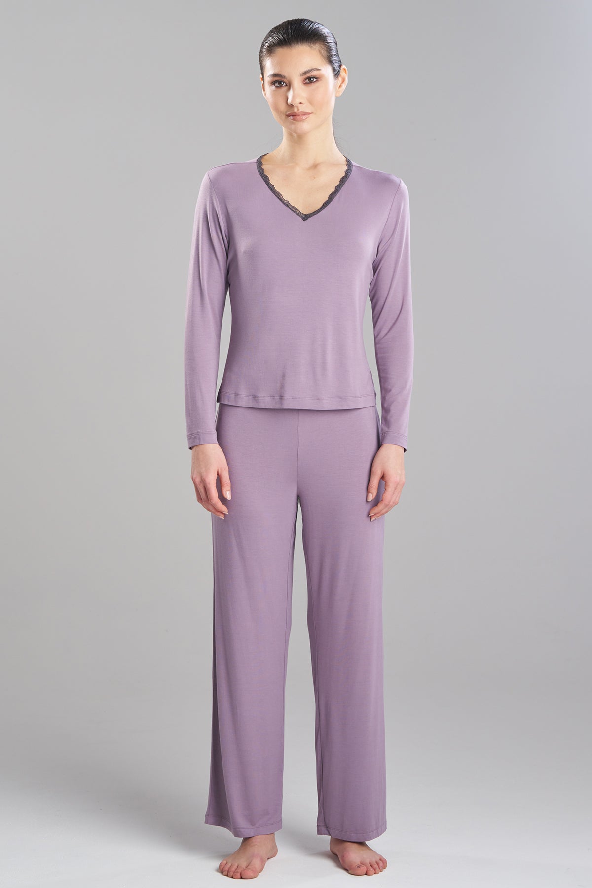 Iris Bamboo Jersey Ease Long Sleeve Lace PJ Wisteria Natori