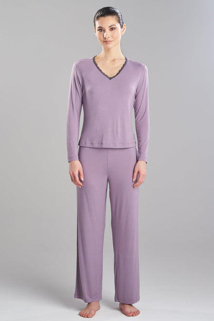 Iris Bamboo Jersey Ease Long Sleeve Lace PJ Wisteria Natori