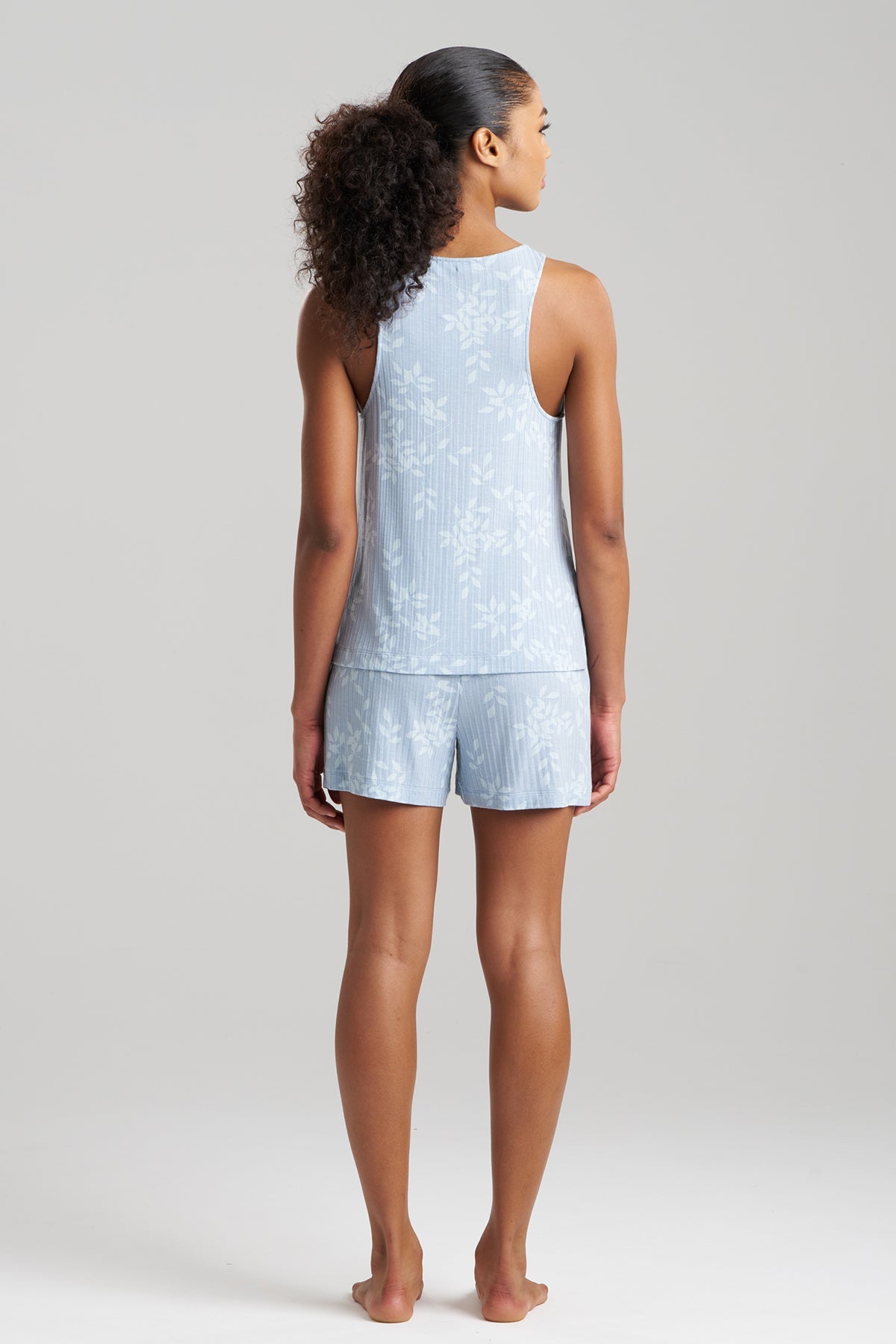 Aria Printed Rib Ease Shorts PJ Blue Sky Natori