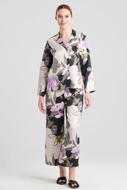 Tsubaki Satin Notch PJ Black Multi Natori