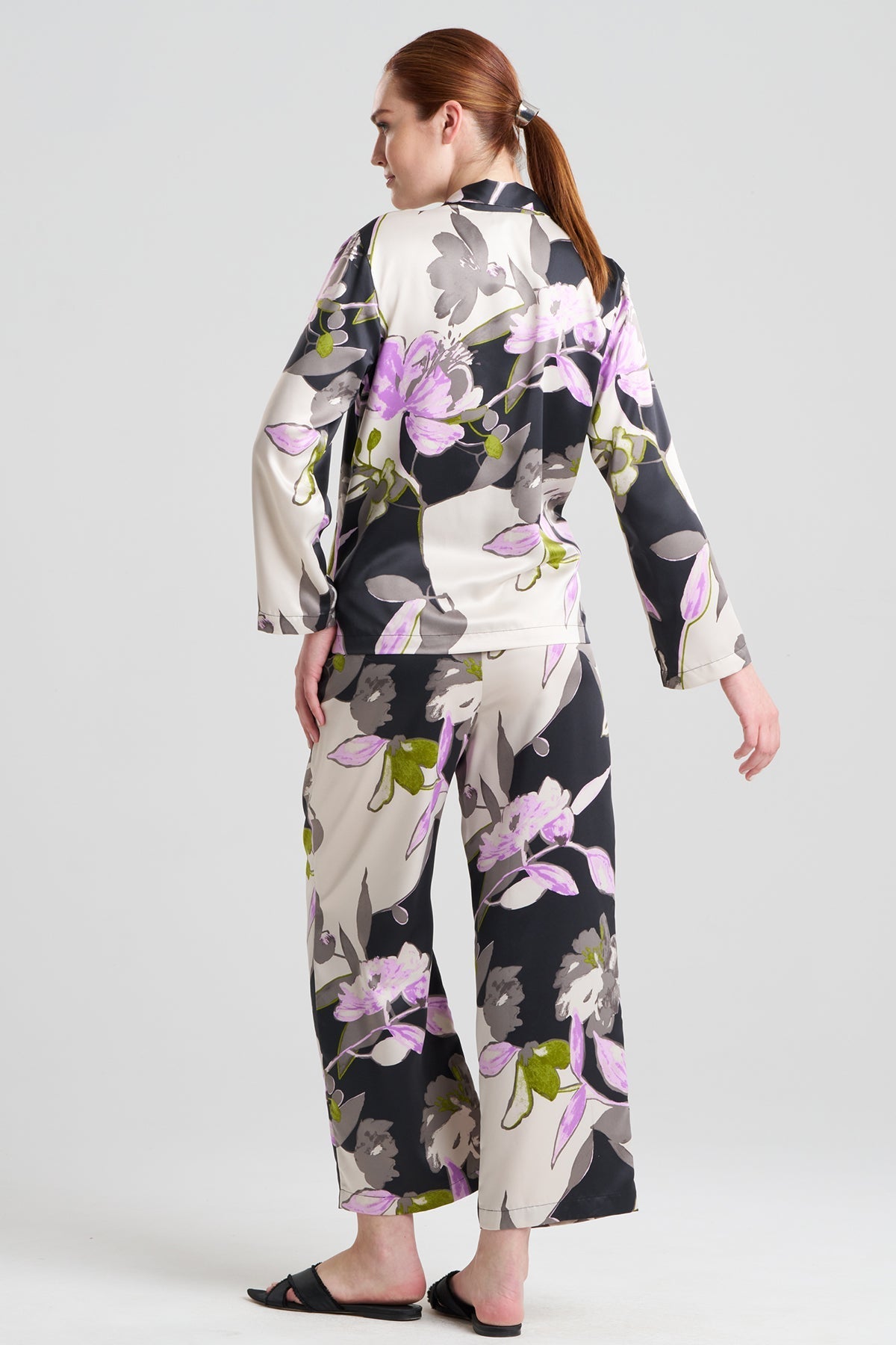 Tsubaki Satin Notch PJ Black Multi Natori