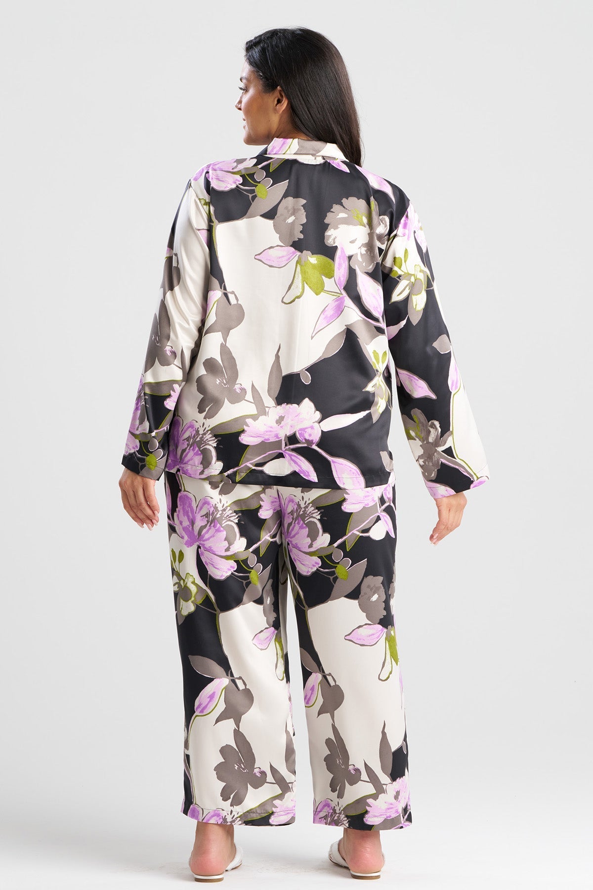 Tsubaki Satin Notch PJ Black Multi Natori