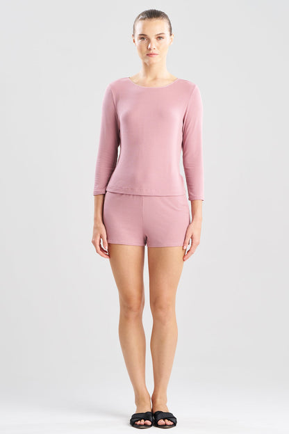 Rib Essentials Long Sleeve Shorts PJ Rose Blush Natori