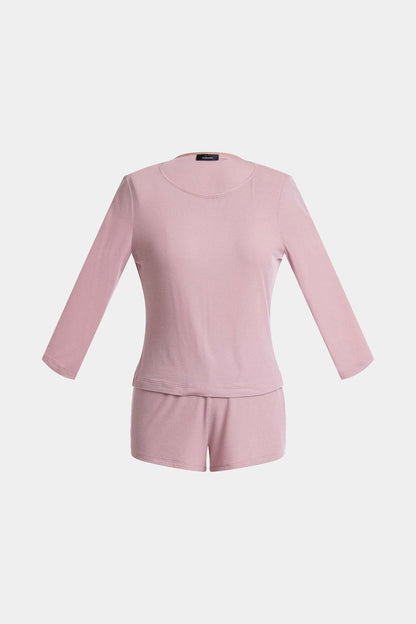 Rib Essentials Long Sleeve Shorts PJ Rose Blush Natori