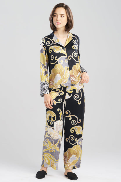 Deco Printed Charmeuse Notch PJ Black/Gold Natori
