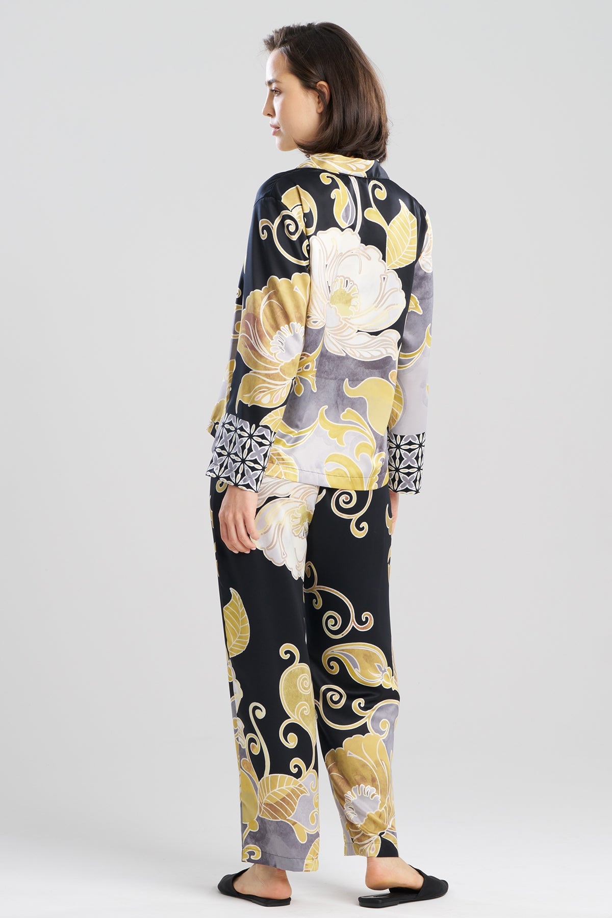 Deco Printed Charmeuse Notch PJ Black/Gold Natori
