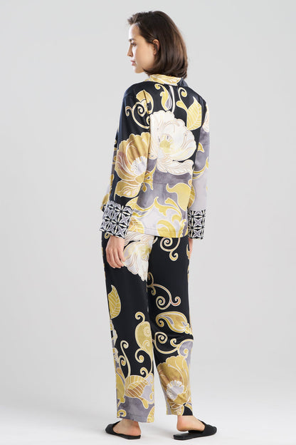 Deco Printed Charmeuse Notch PJ Black/Gold Natori