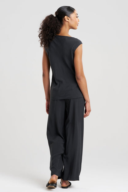 Sleek Silk Modal Cowl Top PJ Black Natori