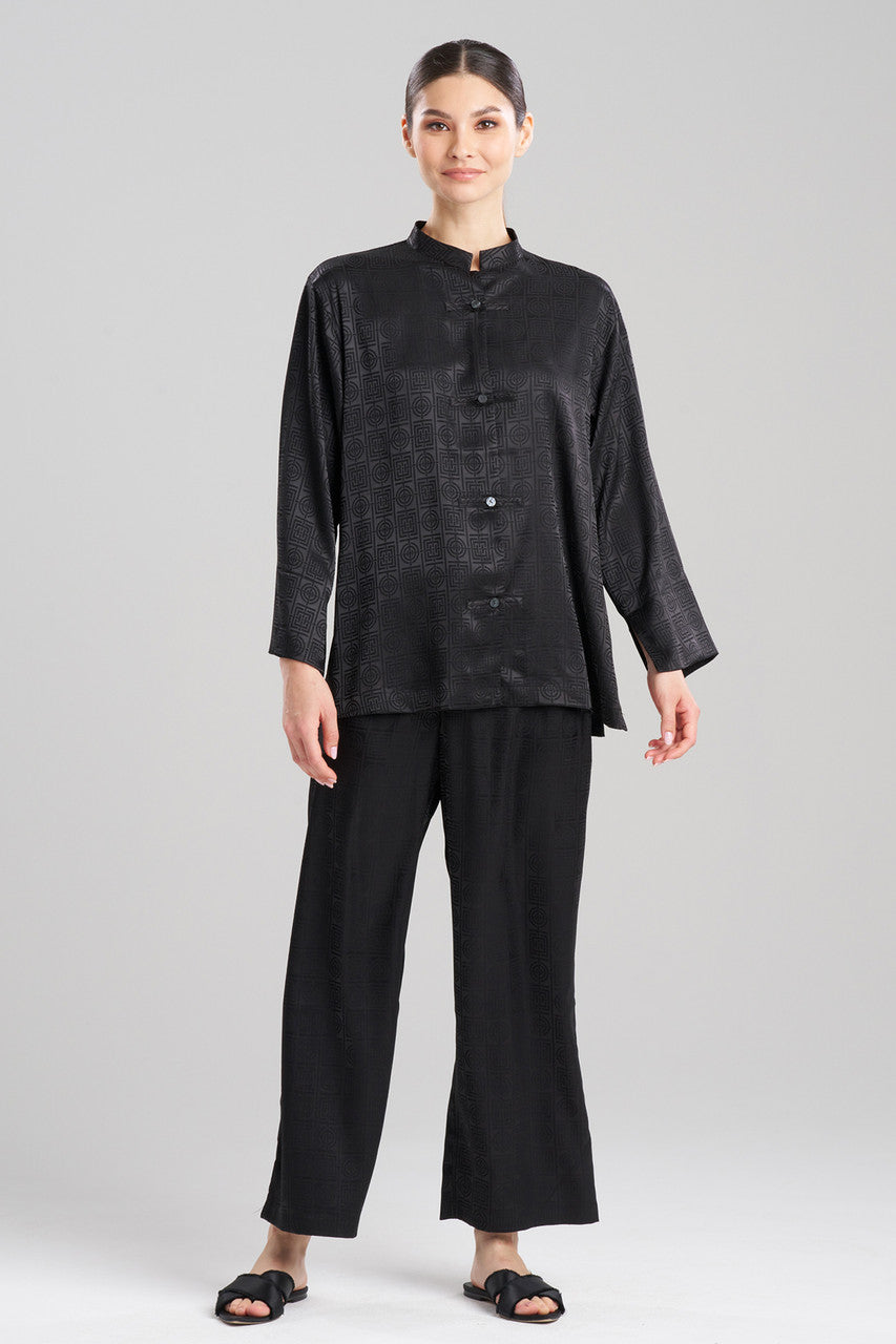 Buy Infinity Jacquard Mandarin PJ in Black Online Black Natori