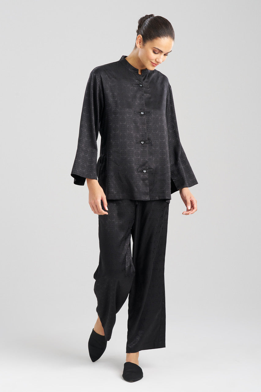 Buy Infinity Jacquard Mandarin PJ in Black Online Black Natori