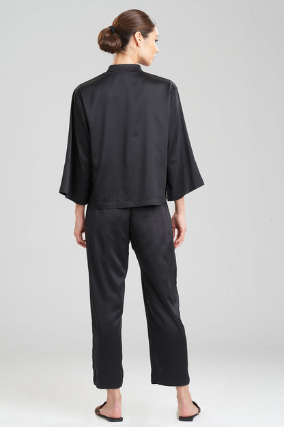 Buy Feathers Satin Essentials Mandarin PJ in Black Online Black Natori