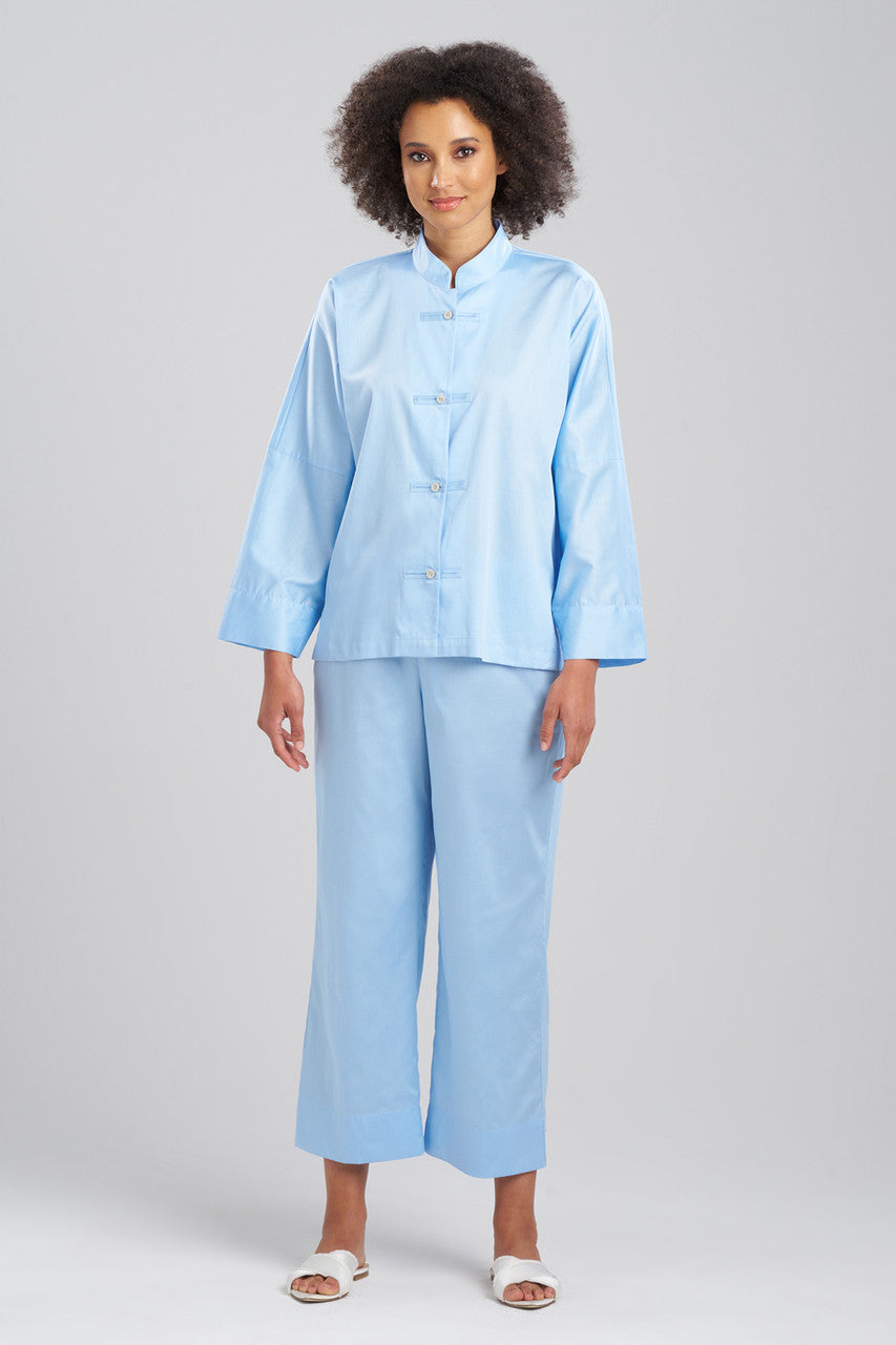 Buy Cotton Sateen Essentials Mandarin PJ in Bluebell Online Bluebell Natori