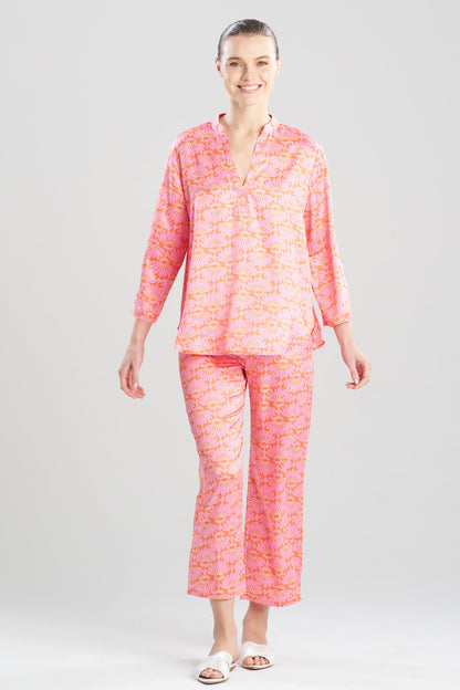 Rhythm Printed Satin Mandarin PJ Pink/Coral Natori