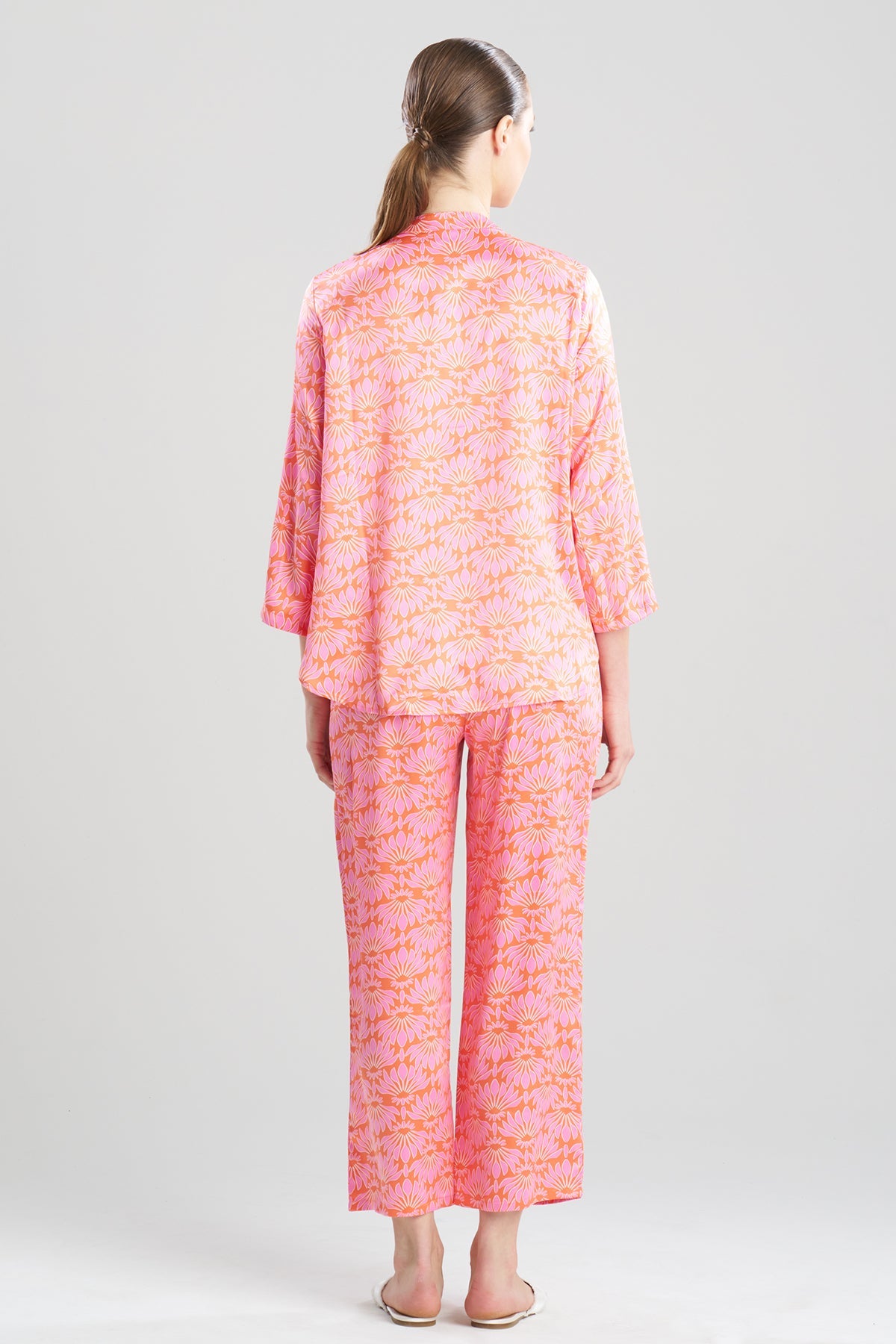 Rhythm Printed Satin Mandarin PJ Pink/Coral Natori
