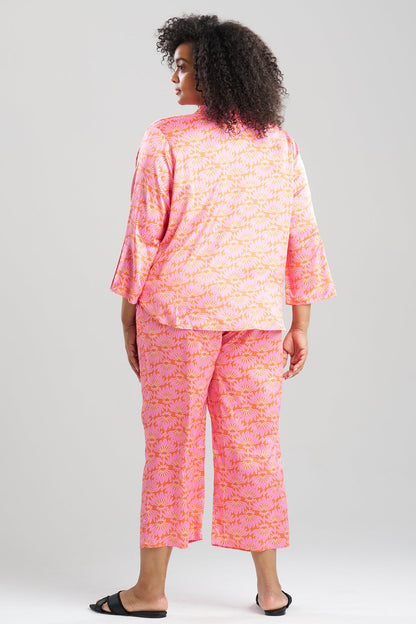 Rhythm Printed Satin Mandarin PJ Pink/Coral Natori