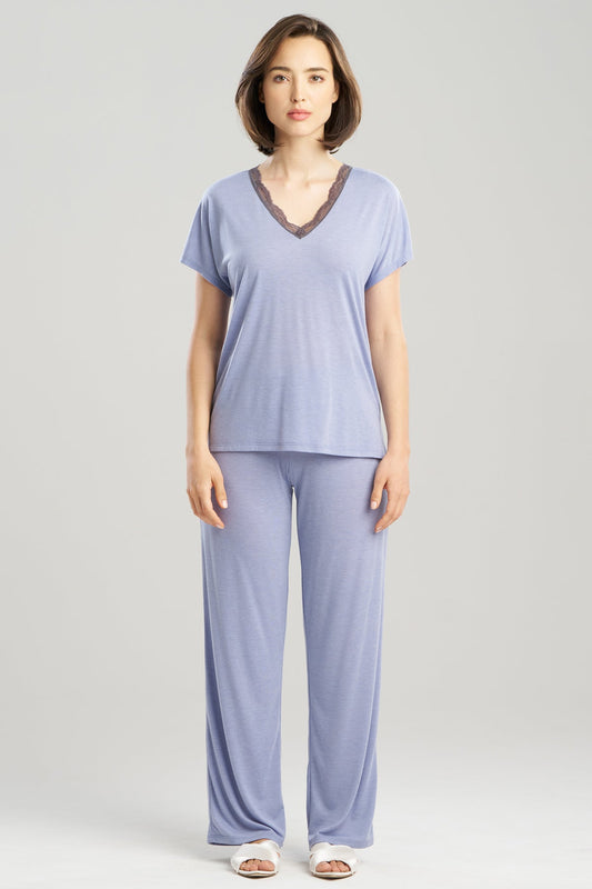 Dhalia Knit Jersey Lace Short Sleeve PJ Blue Haze Natori