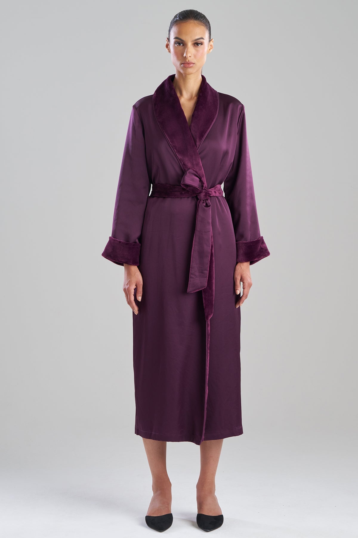 Satin Plush Robe Bordeaux Natori