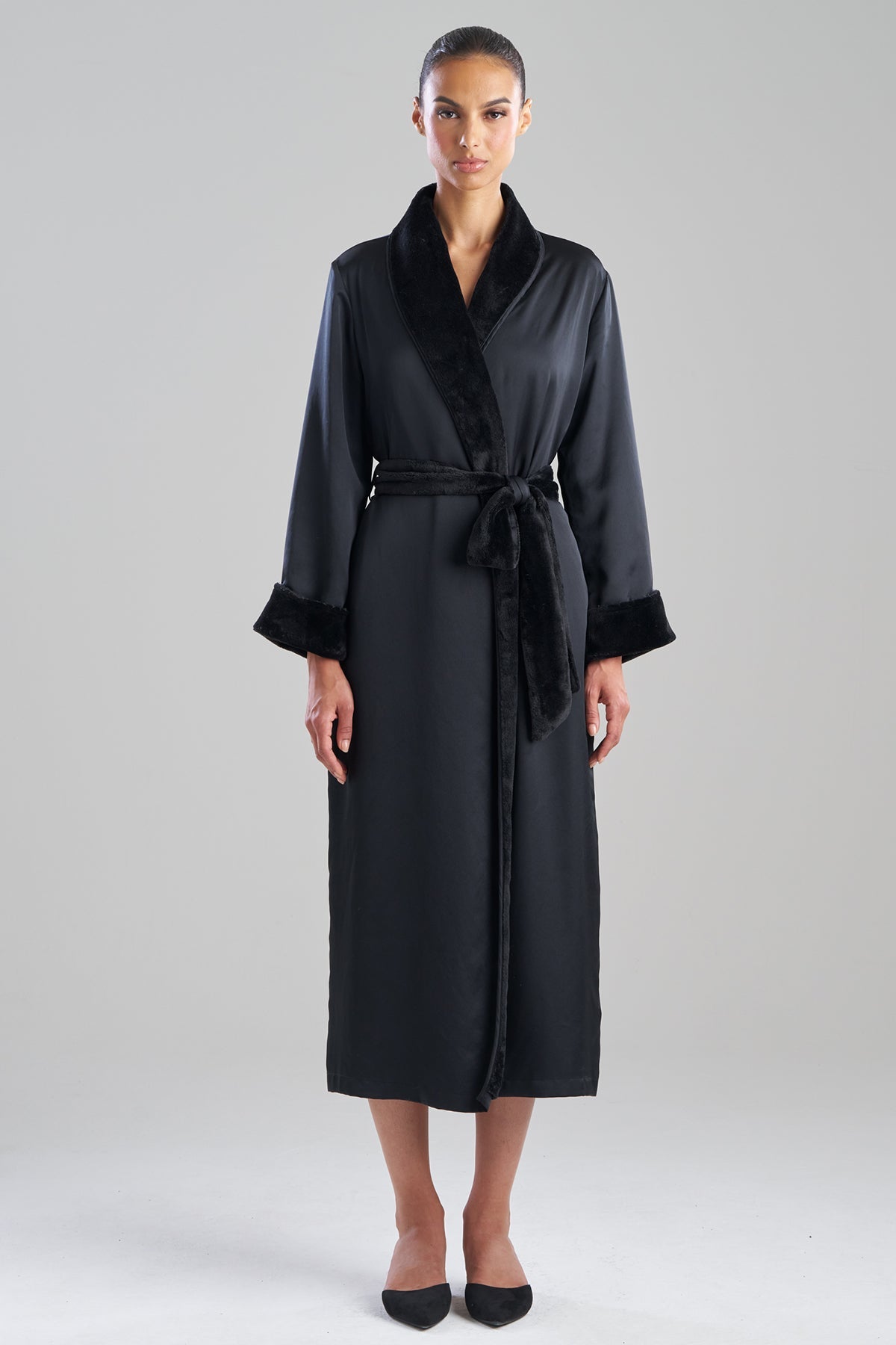 Satin Plush Robe Black Natori
