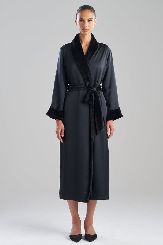 Satin Plush Robe Black Natori