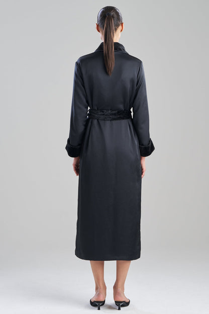 Satin Plush Robe Black Natori