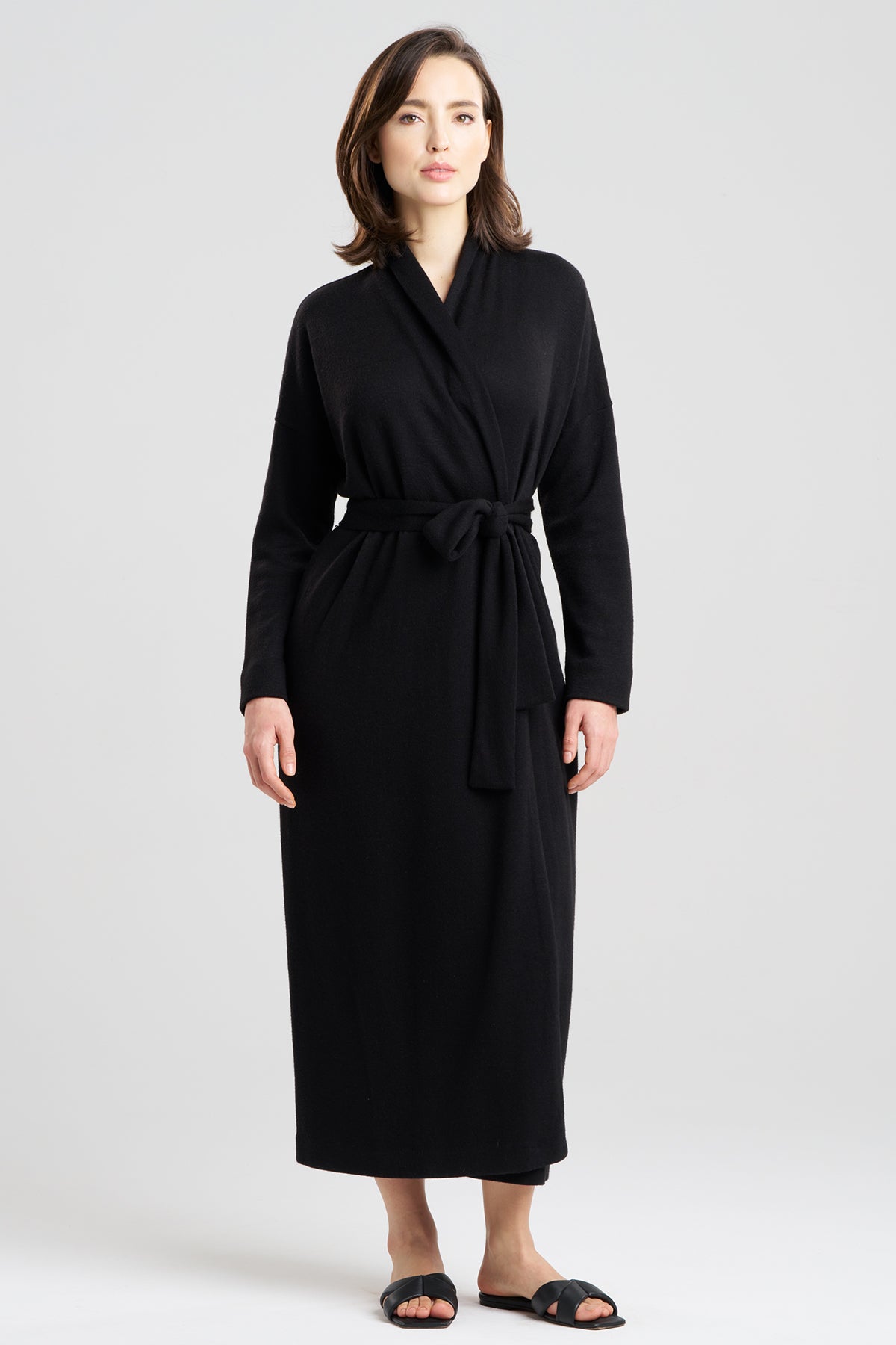 Himalaya Sweater Knit Robe Black Natori