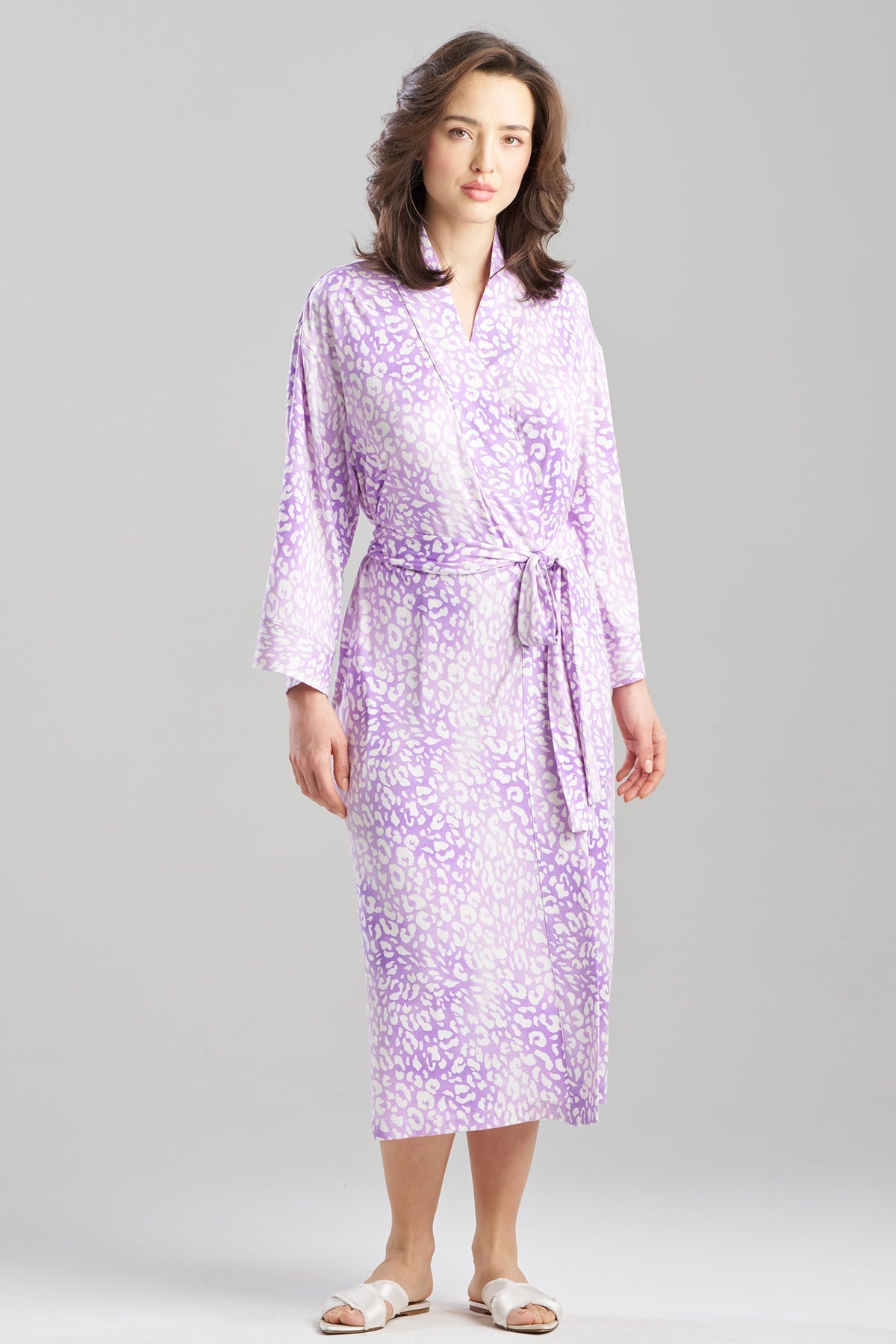 Misty Leopard Cozy Knit Robe Misty Leopard Purple Natori