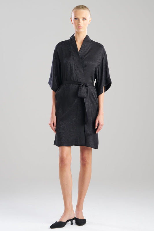 Wilderness Satin Jacquard Wrap Wilderness Black Natori