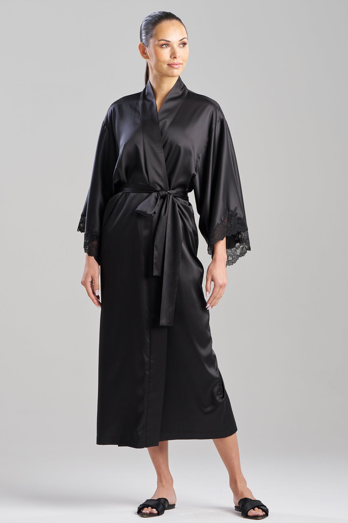 Buy Peony Glamour Robe in Black Online Black Natori