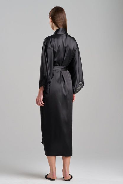 Buy Peony Glamour Robe in Black Online Black Natori